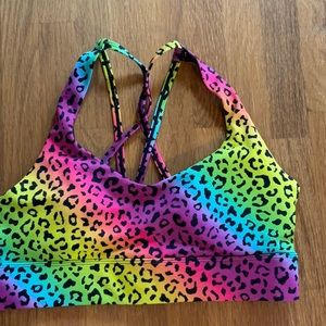 Zyia Raninbow Leopard Light N Tight Strappy Bra Medium